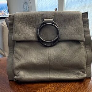 Elegant Gray Leather Women's Bag